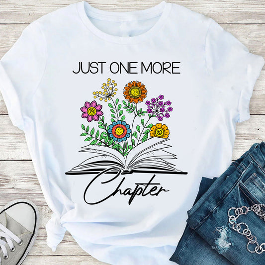 2D Tshirt Book with flowers Just one more chapter